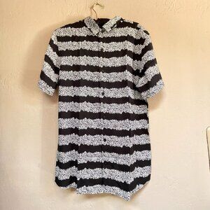 A Frame Mens Button Down Quincy Shirt Medium Casual Slim Floral Black New